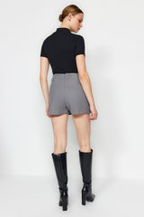 Grey Pocket Detailed Woven Shorts Skirt Twoaw24sr00079