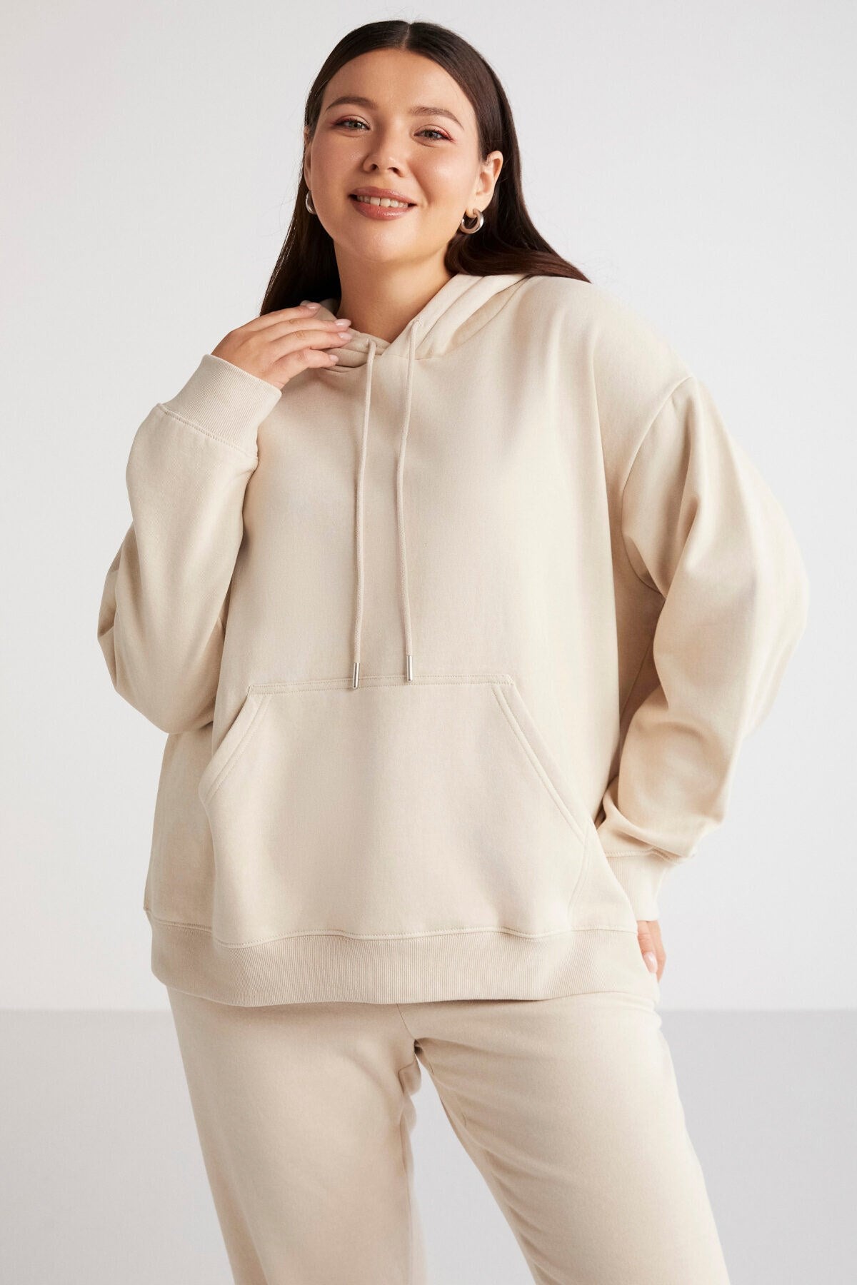 Terezabb Regular Loose Beige Single Sweatshirt Terezabb01112023