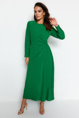 Green Accessory Detailed Aerobin Woven Dress Tctaw24eb00067