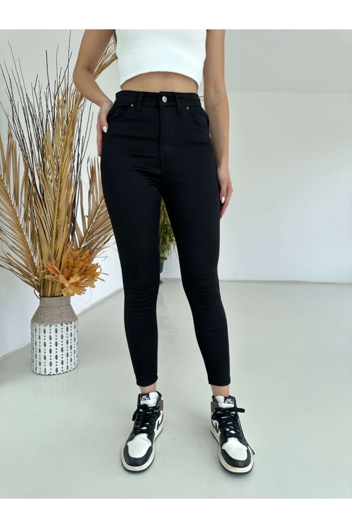 Black Lycra High Waist Jean 4206