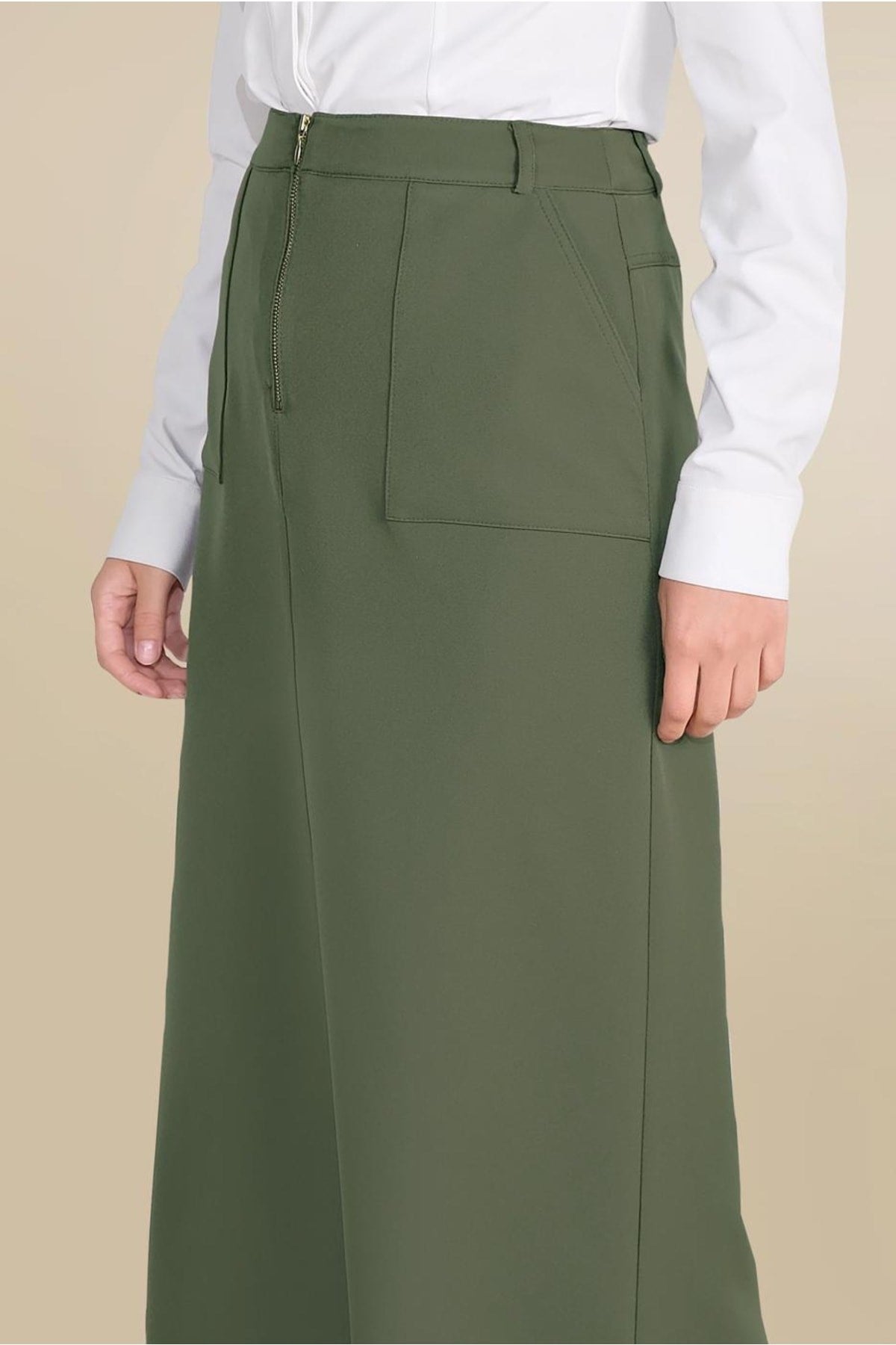 Women's Khaki (a.khaki) Skirt With Front Zipper Pocket 60082 21yetktr60082