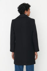 Black Button Closure Cashmere Coat Twoaw23kb00029