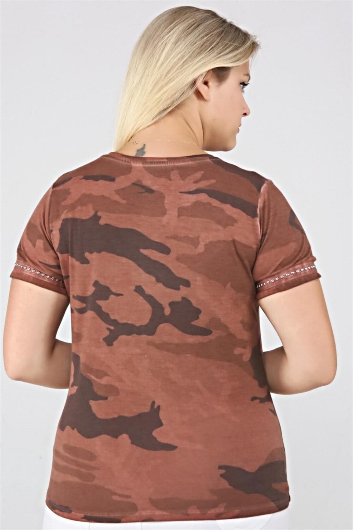 Camouflage Printed Sleeve End Staple Printed Tshirt-oil Sea-ts2127