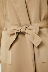 Beige Oversize Wide Cut Belted Sleeve Detailed Pockets Water Repellent Long Trench Coat Twoaw24tr000