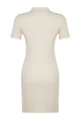 Beige A Cut/bell Form Thessaloniki/knitwear Look Mini Knitted Dress Twoaw24el00149