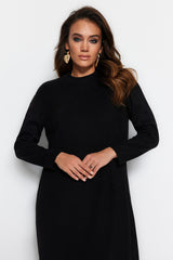 Black Stitching Detailed Knitwear Dress Tctaw24eb00000