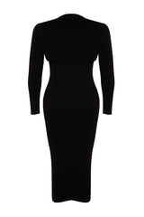 Black Waist Detailed Knitwear Dress Tbbaw24ah00004