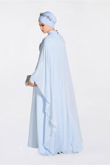 Women's Blue (ice Blue) Embroidered Cape Evening Dress 5514 19yabltr5514