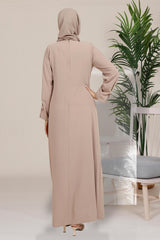 Ahusen Side Buckle Beige Burkini Dress 5457 T23el3m5457