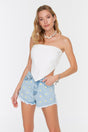 Blue Denim Embroidered Denim 100% Cotton Shorts & Bermuda Tbess22sr0392