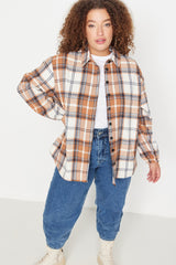 Brown Plaid Oversize Woven Shirt Tbbaw23ax00021