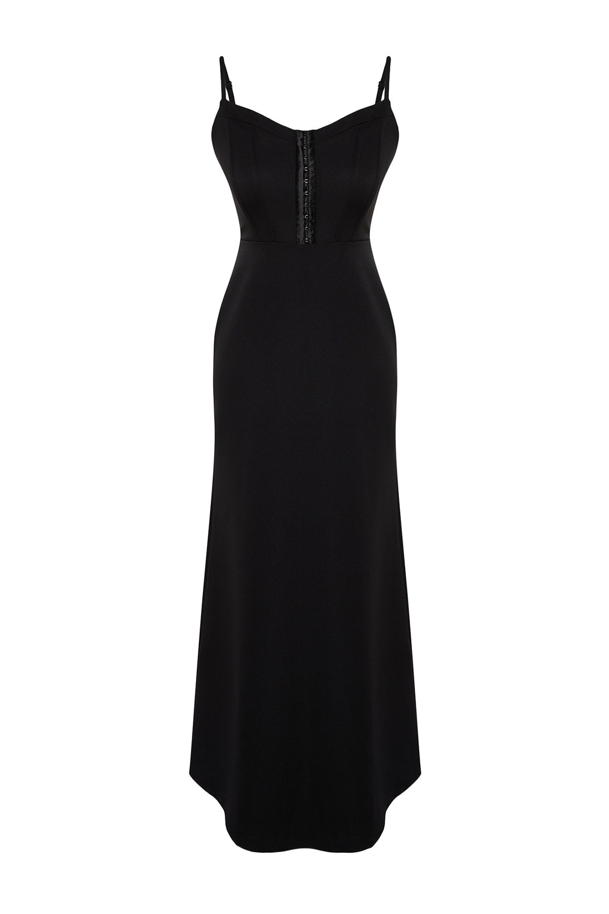 Black Lined Woven Gown Long Night Evening Dress Tprss23ae00155