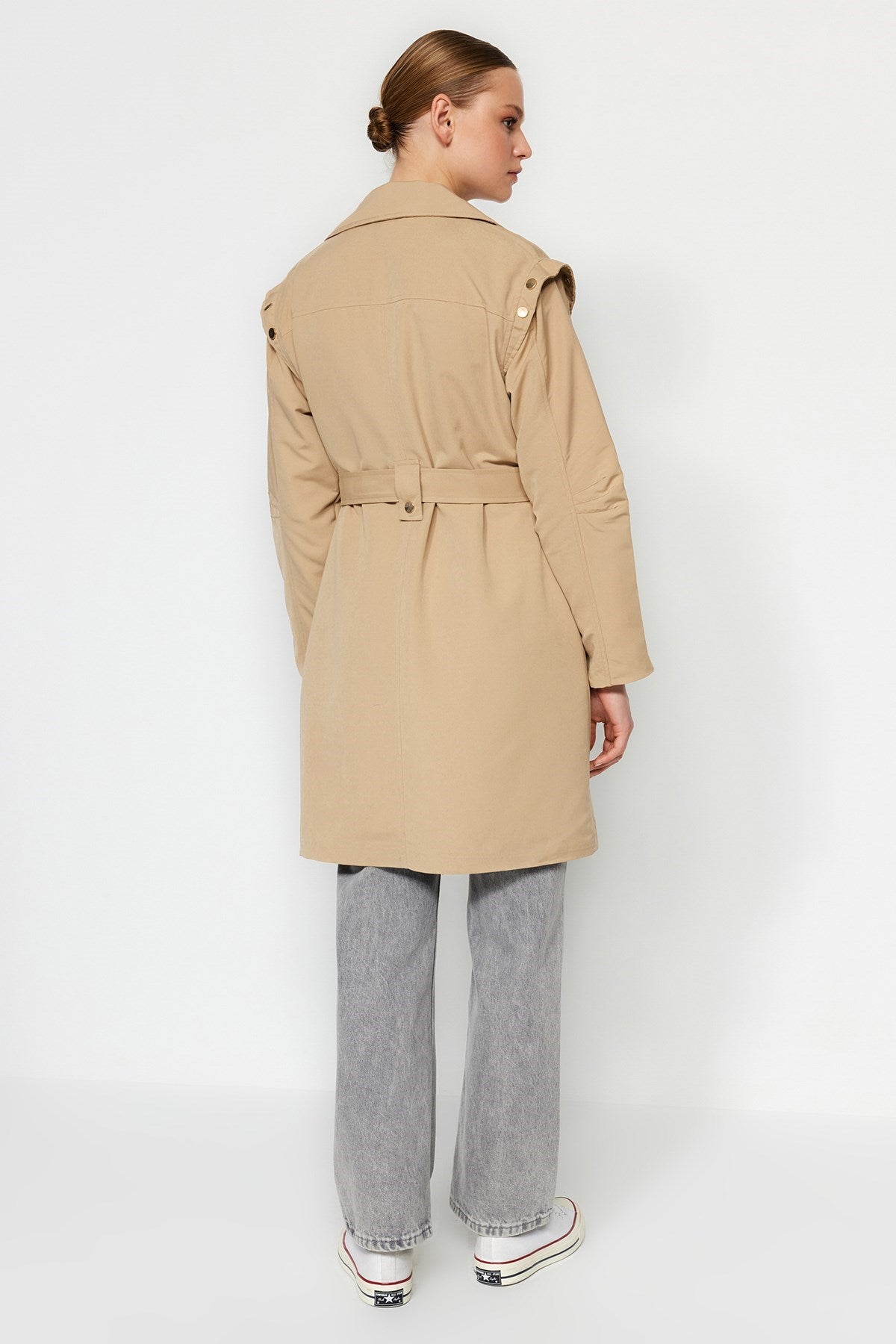 Limited Edition Beige Belted Water Repellent Trench Coat Twoaw24tr00053