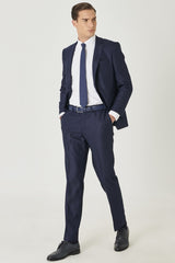 Men's Navy Regular Fit Patterned Suit 4a3022100116