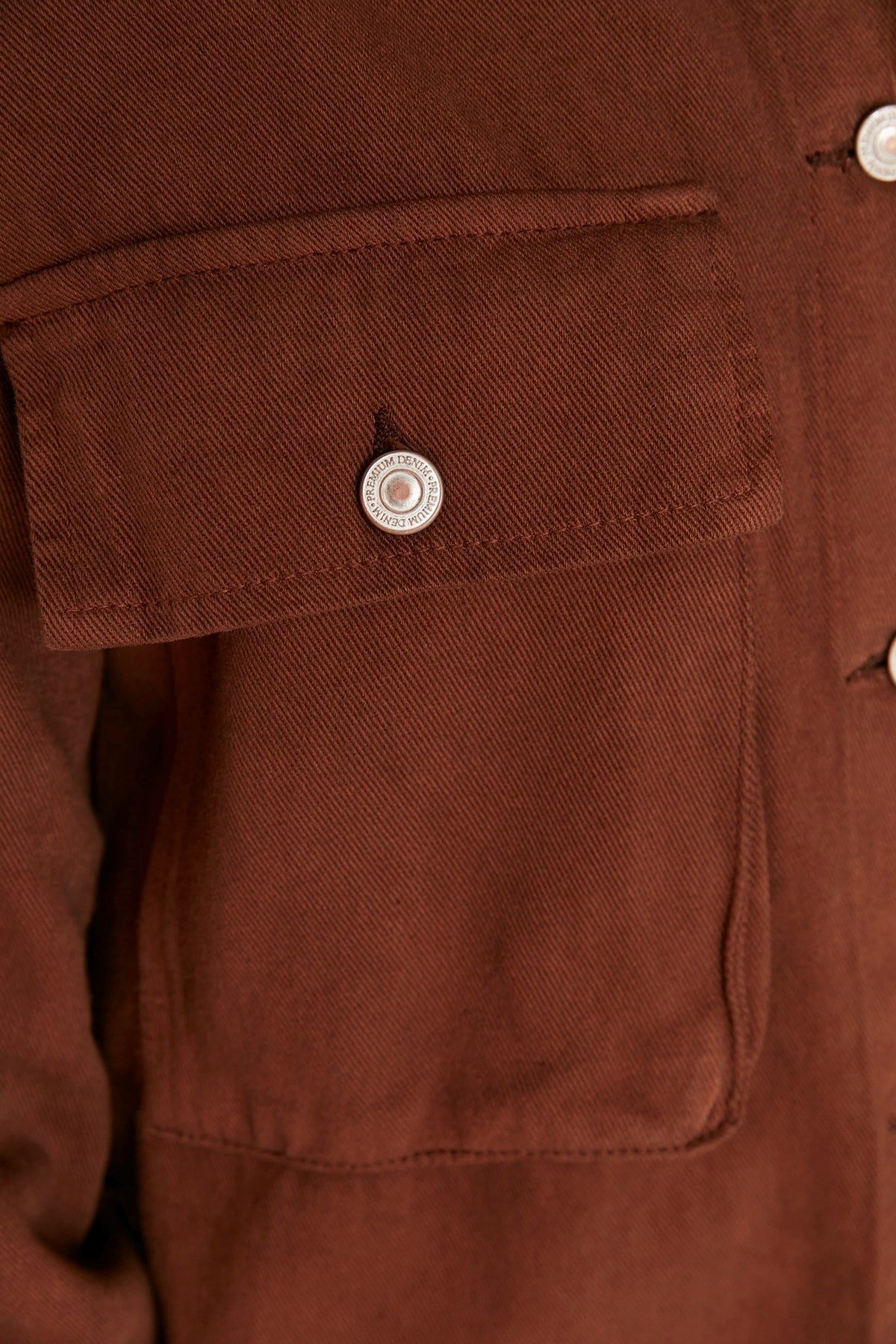 Brown Double Pocket 100% Cotton Denim Jacket Tctaw23ck00011