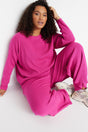 Fuchsia Ribbed Crew Neck Knitwear Sweater Pants Suit Tbbaw23cp00044