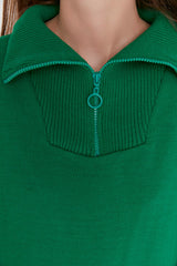 Green Straight Collar Zipper Knitwear Sweater Tctaw23kz00111