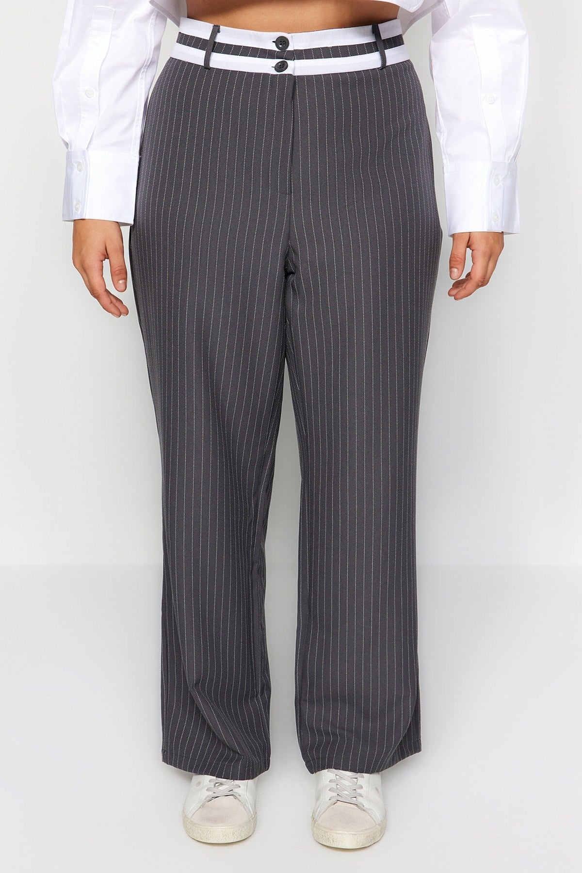 Anthracite Striped Woven Pants Tbbss23ar00032