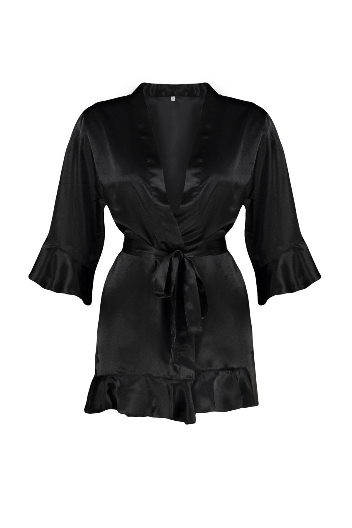 Black Flywheel Detailed Satin Woven Dressing Gown Thmaw24sb00010