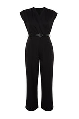 Black Belt Woven Jumpsuit Tbbss23bg00004