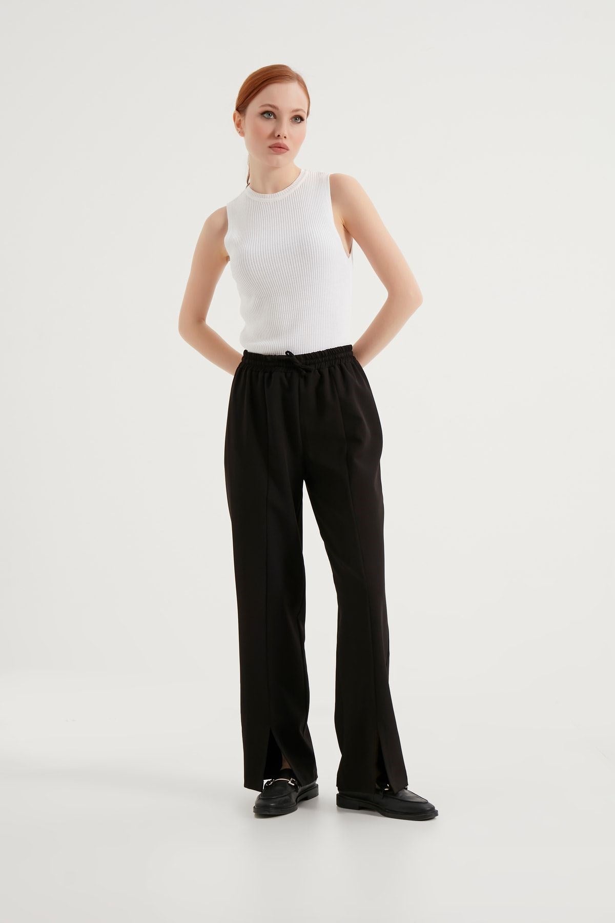 Mink Slit Crepe Pants Brgpntln001