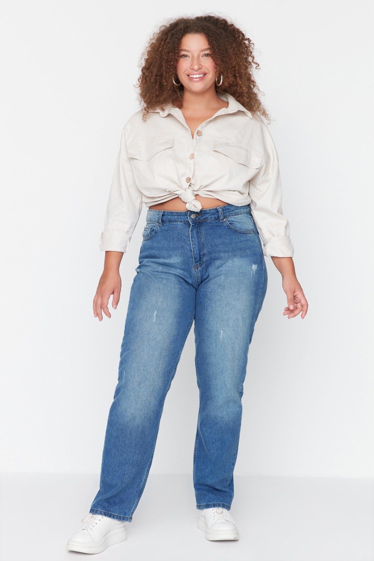 Light Blue High Waist Bootcut Jeans Tbbaw23cj00011