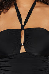 Black Tie Up Accessory Detailed Swimsuit Tbbss23am00013