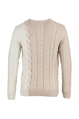 Beige Men's Slim Fit Crew Neck Hair Weave Knitwear Sweater Tmnaw22kz2079