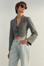 Grey Limited Edition Crop Woven Blazer Jacket Twoaw24bc00090