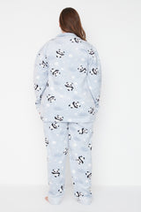 Blue Pattern Knitted Pajama Set Tbbaw23ai00034