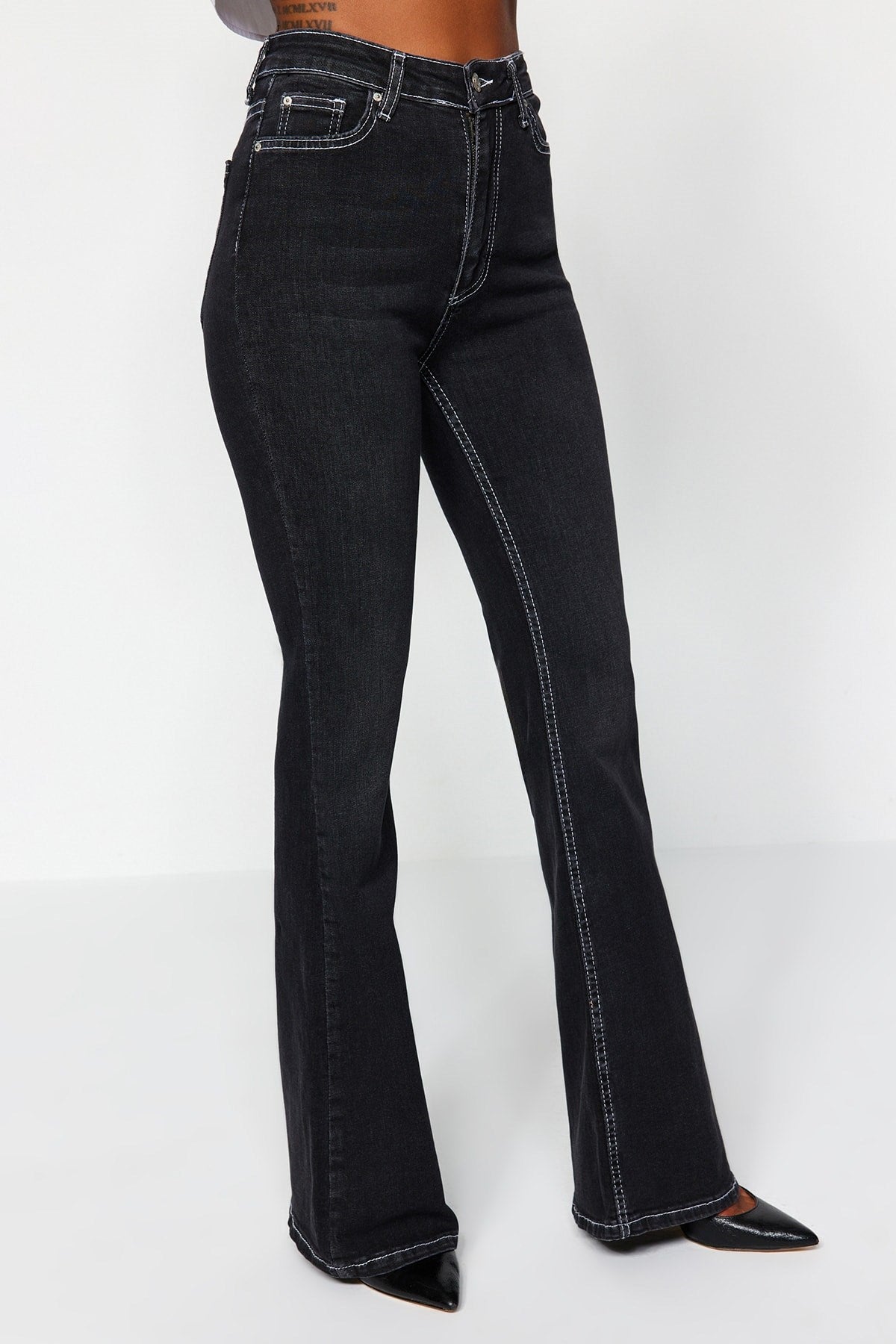 Black High Waist Flare Jeans Twoss22je0460