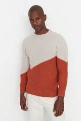 Camel Mens Slim Fit Crew Neck Two Color Block Sweater Tmnaw22kz2497