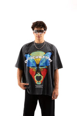 Butterfly Official Printed Acid Wash Oversize T-shirt Flaw-081-005-007