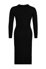 Dark Brown Polo Neck Knitwear Dress Tbbaw23ah00002