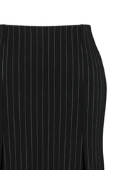 Black Striped Basic Interlock Knitted Plus Size Skirt Tbbaw24az00032