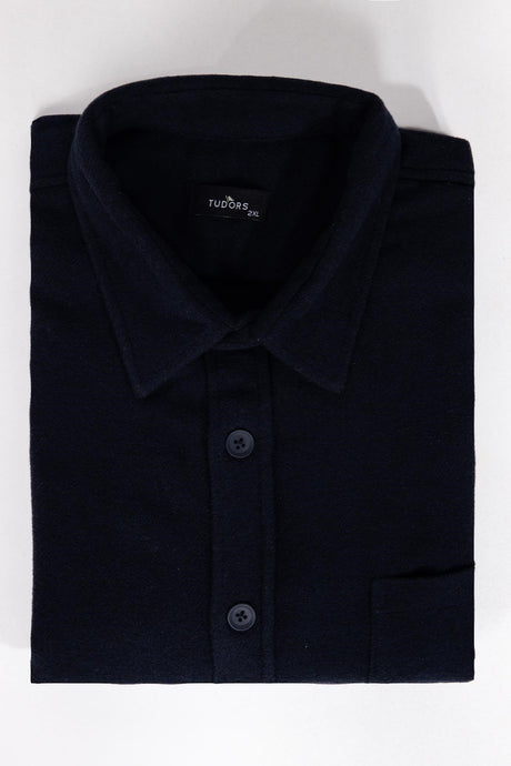 Plain Lumberjack Navy Blue Men's Shirt With Plus Size Pockets Bt240001-6014