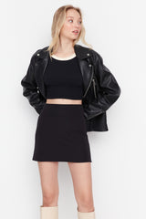 Black Mini Woven Skirt Twoaw23et00082