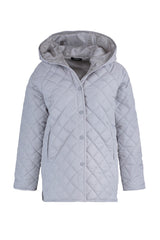 Grey Oversize Hooded Water Repellent Quilted Coat Twoaw23mo00131