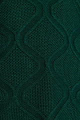 Dark Green Openwork Knit Pattern Knitwear Sweater Tctaw24ak00056