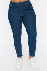 Dark Blue High Waist Flexible Skinny Jeans Tbbss22je0189