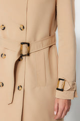 Beige Fitted Belted Trench Coat Twoaw24tr00049