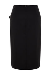 Black Flat Tire Finike Woven Plus Size Skirt Tbbaw24az00015