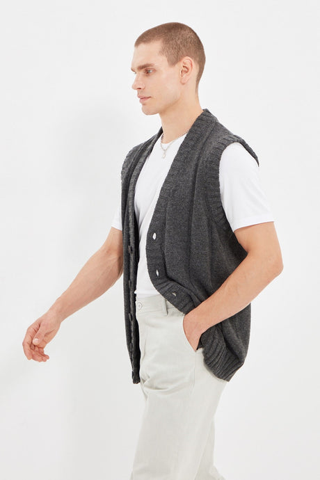 Anthracite Men's Regular Fit Vest Tmnaw22ye0049