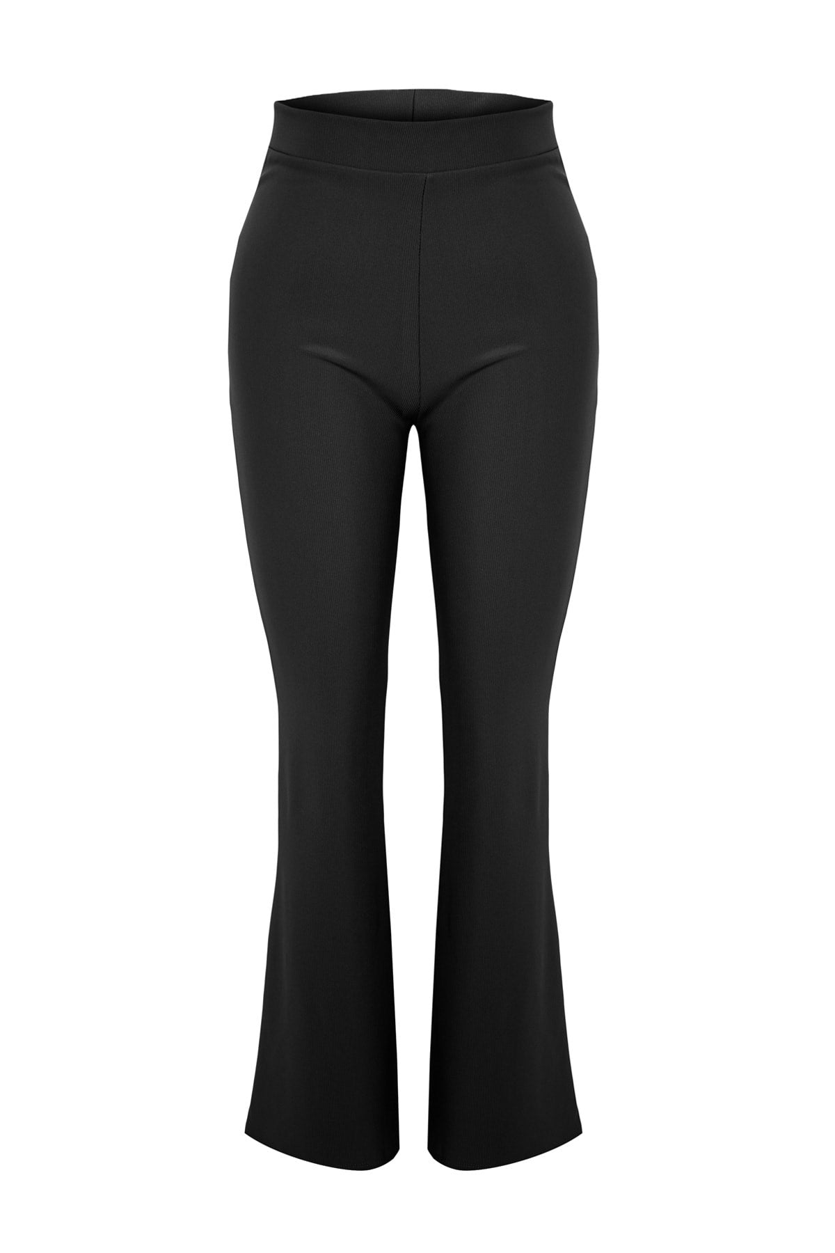 Black High Waist Spanish Leg Slit Detailed Knitted Pants Tbbaw23ar00030