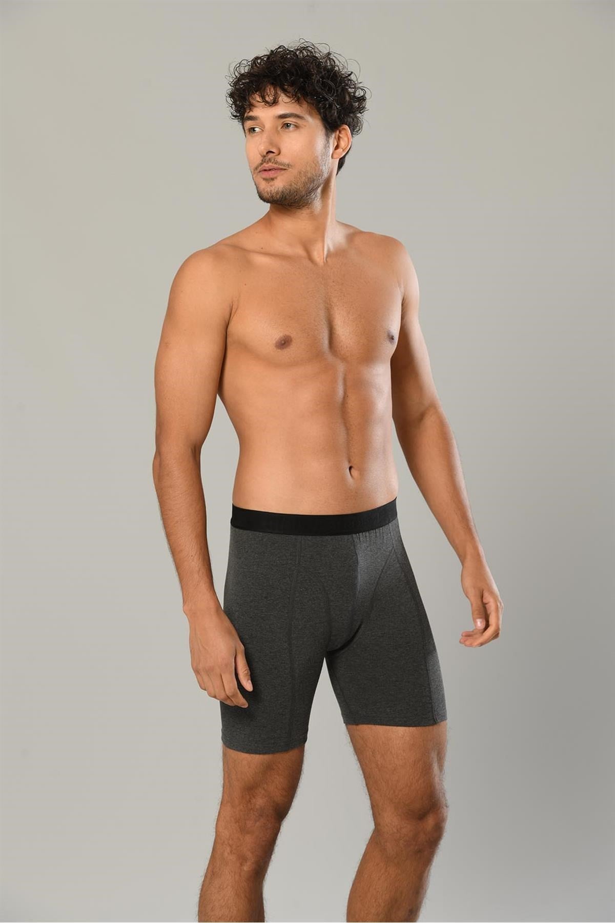 Virtue Black Cotton Elastane Long Boxer 1416