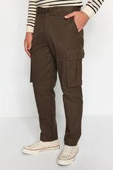 Khaki Men's Straight Fit Cargo Pants Tmnaw24pl00016