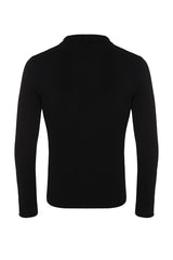 Khaki Men's Fitted Slim Fit Polo Collar Buttoned Ribbed Knit Sweater Tmnaw21kz0567