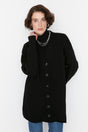 Black Button Closure Knit Cardigan Tctaw23hi00001