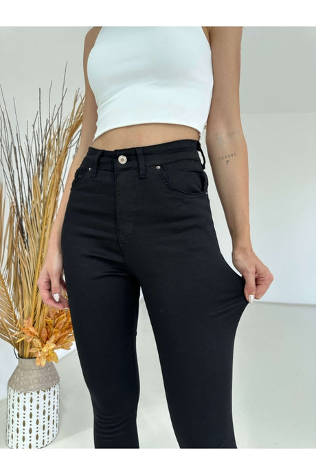 Black Lycra High Waist Jean 4206