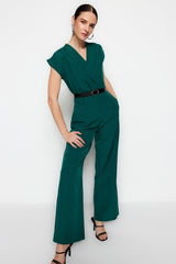 Emerald Green Belt Woven Jumpsuit Twoss21tu0004